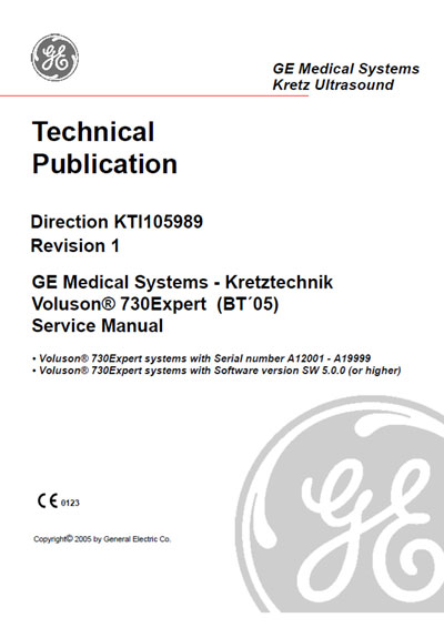 Сервисная инструкция, Service manual на Диагностика-УЗИ Voluson 730Expert (BT 05)