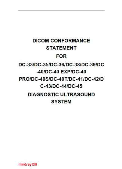 Техническая документация, Technical Documentation/Manual на Диагностика-УЗИ DC-33, 35, 36, 38, 39, 40, 41, 42, 43, 44, 45 Dicom conformance statement
