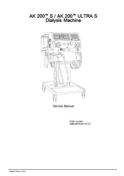Сервисная инструкция, Service manual на Гемодиализ AK 200S & AK 200 ULTRA S