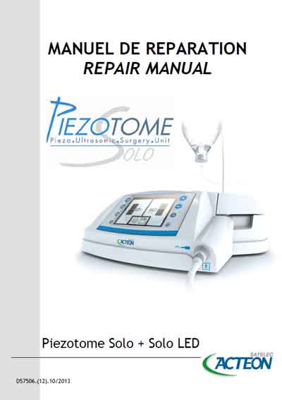 Инструкция, руководство по ремонту, Repair Instructions на Стоматология Piezotome Solo + Solo LED - Физиодиспенсер (Acteon)