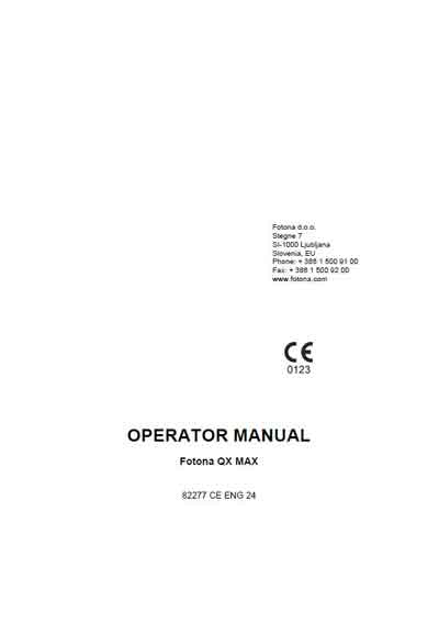 Инструкция оператора, Operator manual на Косметология Fotona QX MAX (Fotona)