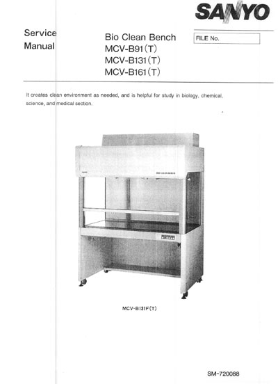 Сервисная инструкция, Service manual на Лаборатория Антисептические столы Bio Сlean bench MCV-B91, B131, 161(T)