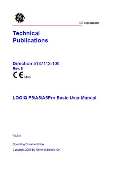 Инструкция пользователя, User manual на Диагностика-УЗИ Logiq P5/A5/A5 Pro Rev. 5