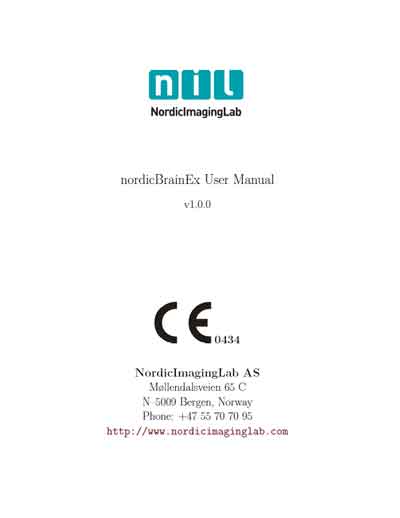 Инструкция по эксплуатации, Operation (Instruction) manual на Рентген ПО NordicBrainEx Функциональная диагностика для МРТ