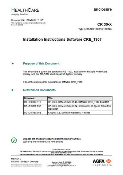 Инструкция по установке, Installation Manual на Рентген-Принтер Дигитайзер CR 30-x Software CRE_1907