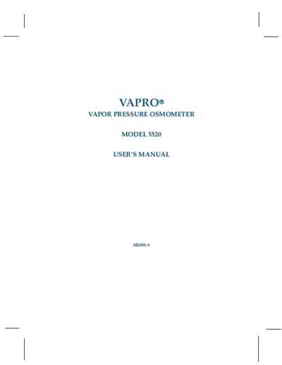 Инструкция пользователя, User manual на Лаборатория Осмометр Model 5520 (Vapro)
