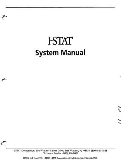 Техническая документация, Technical Documentation/Manual на Анализаторы i-STAT System manual