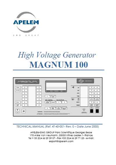Техническая документация, Technical Documentation/Manual на Рентген-Генератор Magnum 100