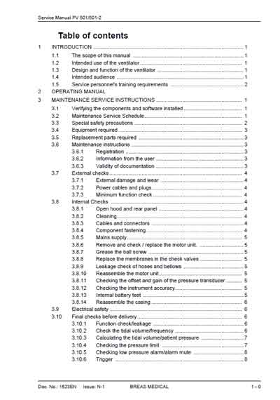 Сервисная инструкция, Service manual на ИВЛ-Анестезия PV 501, PV 501-2