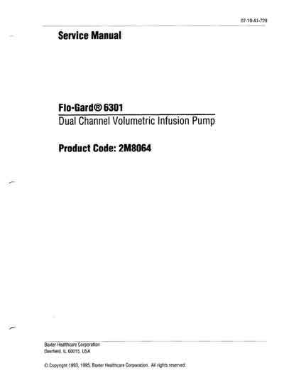 Сервисная инструкция, Service manual на Разное Инфузомат Flo-Gard 6301