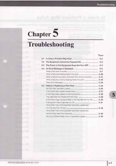 Инструкция пользователя, User manual на Рентген-Принтер Drypix 4000 - Charter 5 Troubleshooting