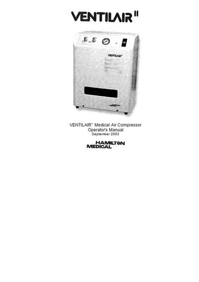 Инструкция оператора, Operator manual на ИВЛ-Анестезия Ventilair´´ Medical Air Compressor