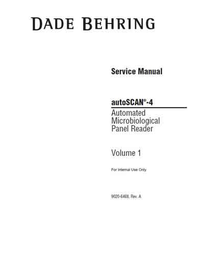 Сервисная инструкция, Service manual на Анализаторы AutoScan-4 (Dade Behring)