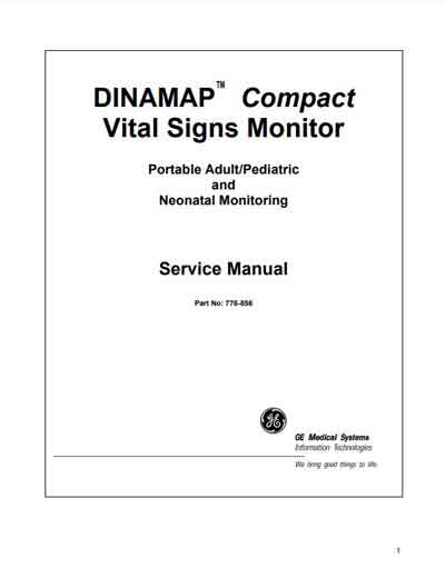 Сервисная инструкция Service manual на Dinamap Compact TS [General Electric]