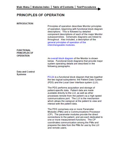 Техническая документация, Technical Documentation/Manual на Мониторы Dinamap MPS Principle of operation