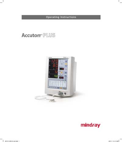 Инструкция по эксплуатации, Operation (Instruction) manual на Мониторы Accutorr Plus