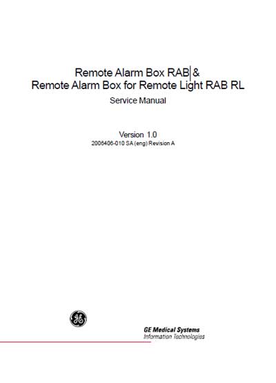 Сервисная инструкция, Service manual на Разное Remote Alarm Box RAB