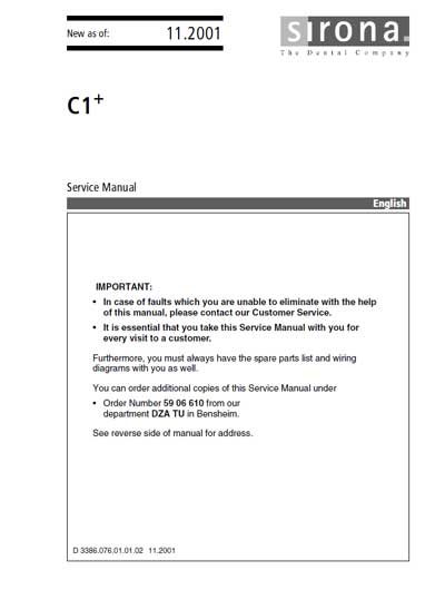 Сервисная инструкция, Service manual на Стоматология C1+