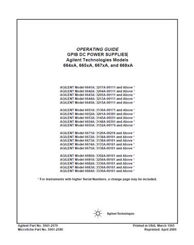 Инструкция оператора, Operator manual на Разное GPIB DC POWER SUPPLIES 664xA, 665xA,667xA,668xA