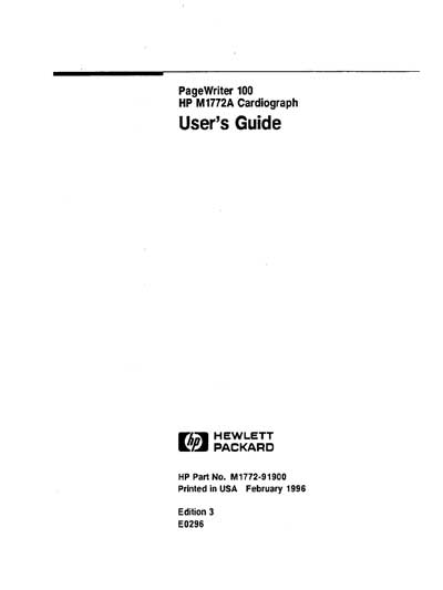 Инструкция пользователя, User manual на Диагностика-ЭКГ PageWriter 100 M1772A
