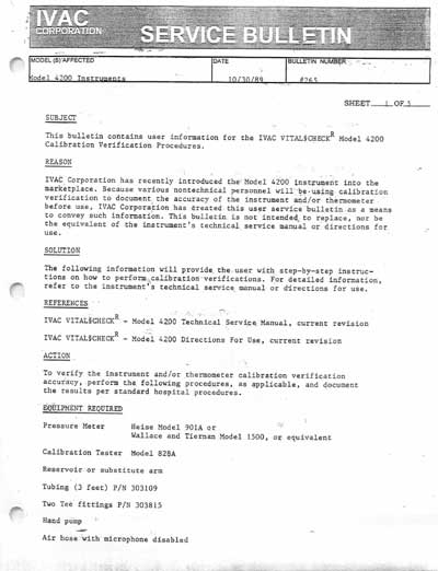 Сервисная инструкция, Service manual на Мониторы Vital Check 4200 (Ivac)