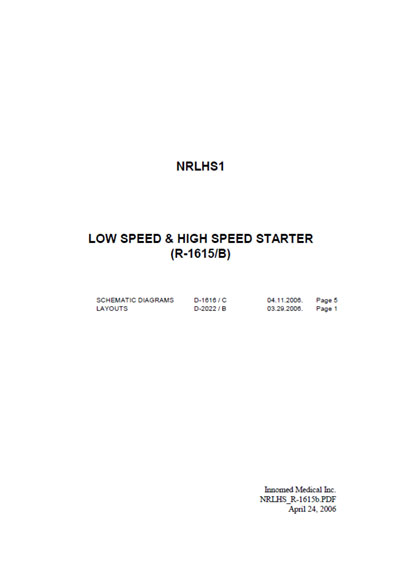 Схема электрическая, Electric scheme (circuit) на Рентген Low speed & high speed starter NRLHS1 (R-1615/B)