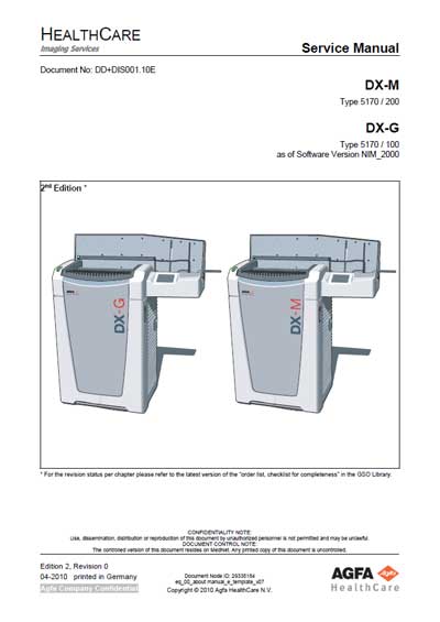 Сервисная инструкция, Service manual на Рентген-Принтер Дигитайзер DX-M, DX-G