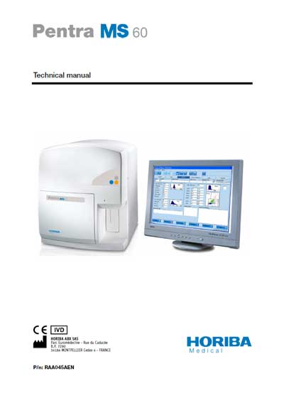 Техническая документация, Technical Documentation/Manual на Анализаторы Pentra MS 60