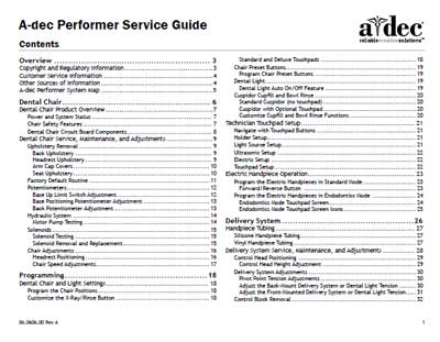 Сервисная инструкция, Service manual на Стоматология Performer