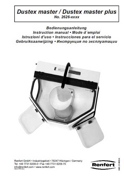 Инструкция по эксплуатации, Operation (Instruction) manual на Лаборатория Dustex master, Dustex master plus (Renfert)