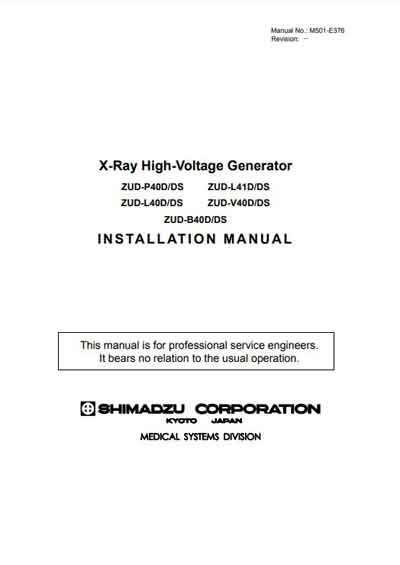 Инструкция по монтажу, Installation instructions на Рентген-Генератор ZUD-P40D, L40D, L41D, V40D, B40D
