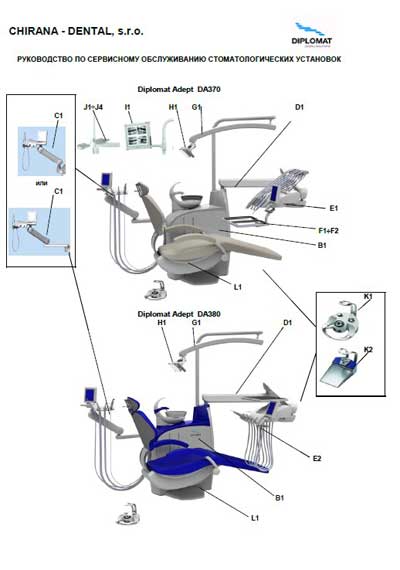 Инструкция по установке и обслуживанию, Servise and Installation manual на Стоматология Diplomat Adept DA 370, DA 380