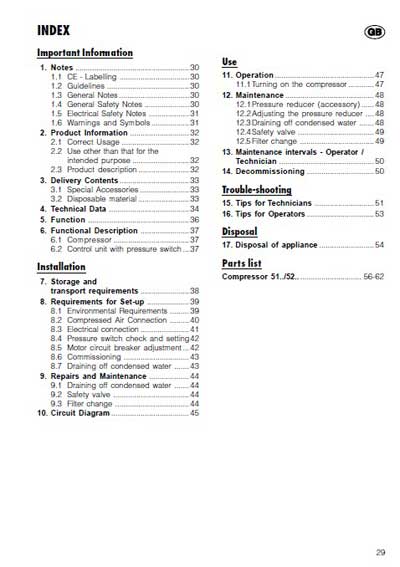 Инструкция по монтажу и эксплуатации, Installation and operation на Стоматология Компрессор 51xx, 52xx